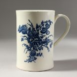 A CAUGHLEY BLUE AND WHITE MUG, with two large sprays of flowers, S mark.