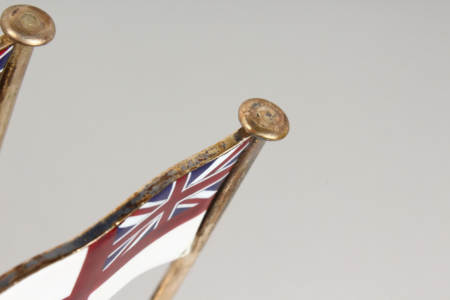 A PAIR OF SILVER PLATED AND ENAMEL PLACE NAME HOLDERS, modelled as white ensigns raised on - Image 13 of 15