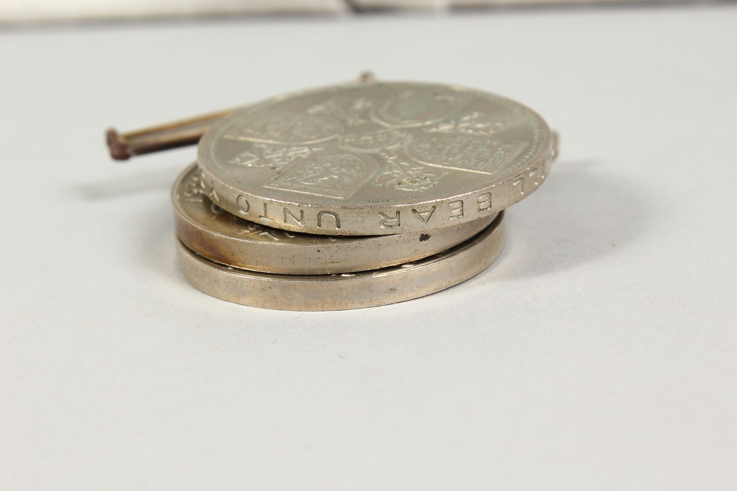 TWO WWII DEFENCE MEDALS, and two five shilling coins (4). - Image 11 of 11