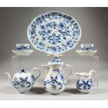 A MEISSEN CABARET SET, comprising tray, teapot, hot water jug, pair of cups and saucers and a