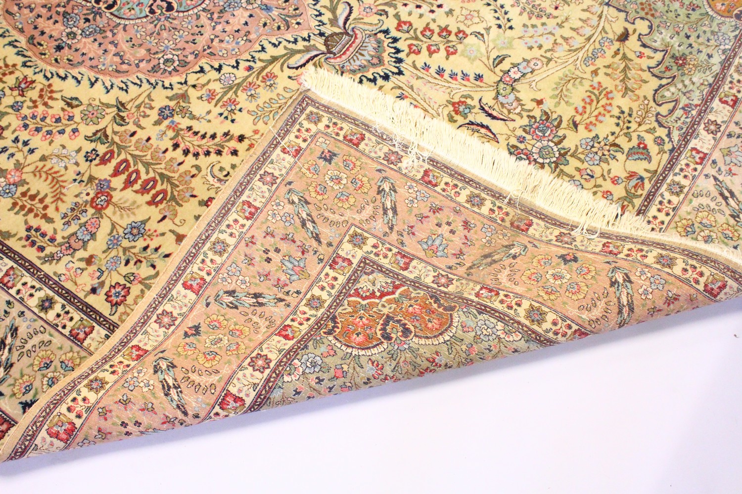 A GOOD PERSIAN CARPET, 20TH CENTURY, beige ground with central floral panel within a similar border. - Image 22 of 24