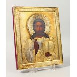 CHRIST, with silver gilt cover, Maker: A.G. 9ins x 7ins.