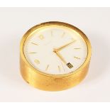 TIFFANY & CO., A BATTERY OPERATED CIRCULAR DESK CLOCK, with date aperture. 4.5ins diameter.