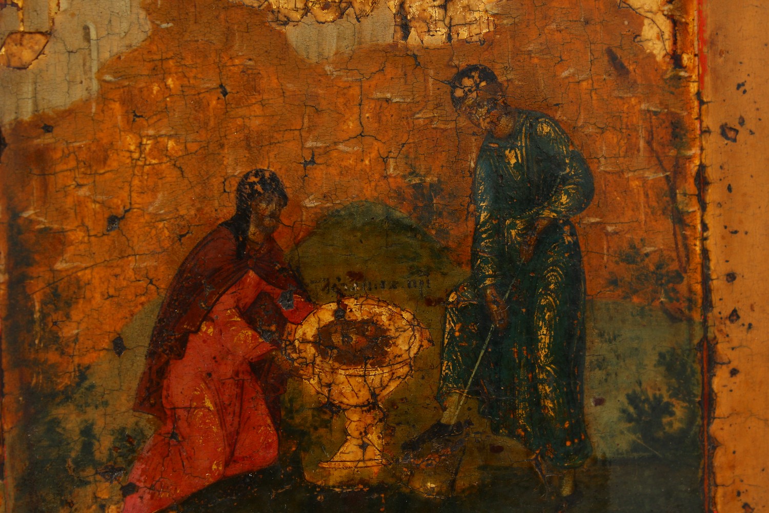 AN 18TH CENTURY RUSSIAN ICON, on panel. 8ins x 6.5ins. Provenance: CHRISTIES 1989. - Image 5 of 11