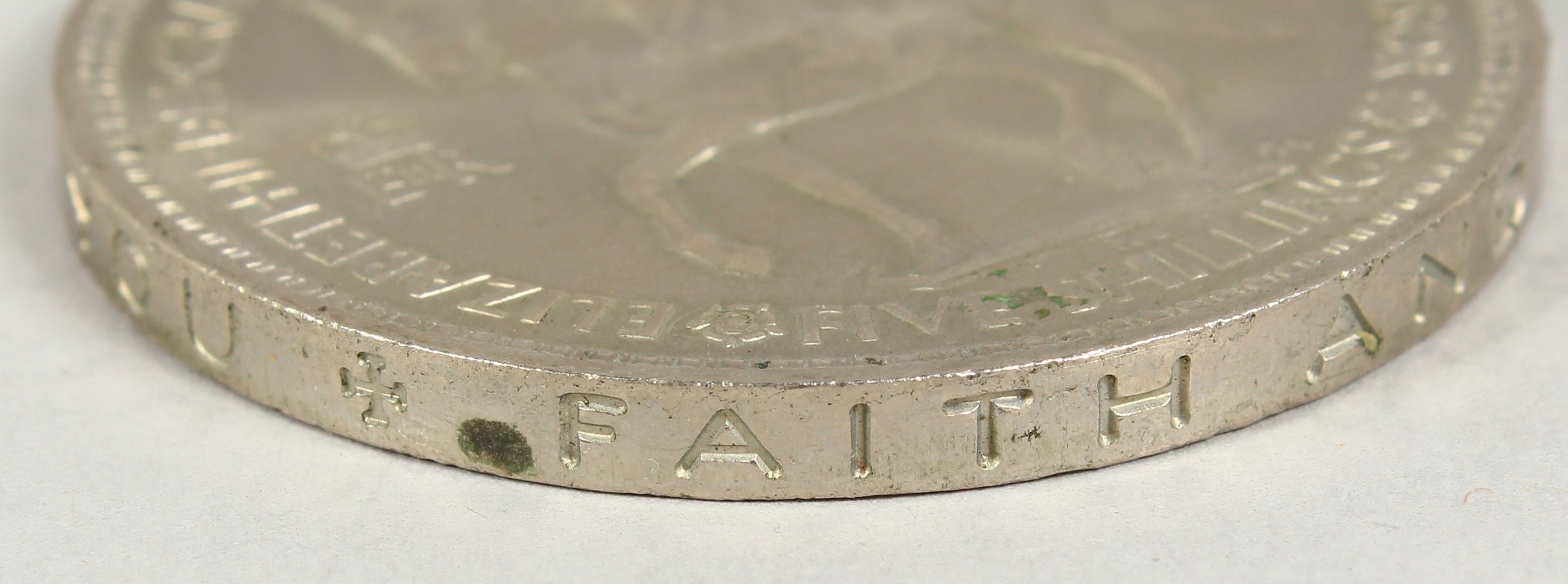 TWO WWII DEFENCE MEDALS, and two five shilling coins (4). - Image 6 of 11