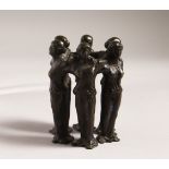 AFTER DEGAS, A MINIATURE BRONZE OF SIX FIGURES. 3.5ins high.