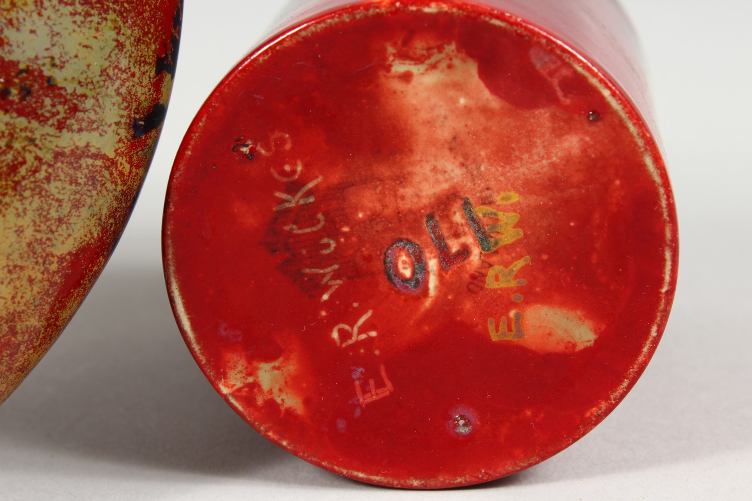 E. R. WILKES, A RED LUSTRE GLAZED VASE, with narrow neck and broad base, signed and dated 1923; - Image 9 of 9