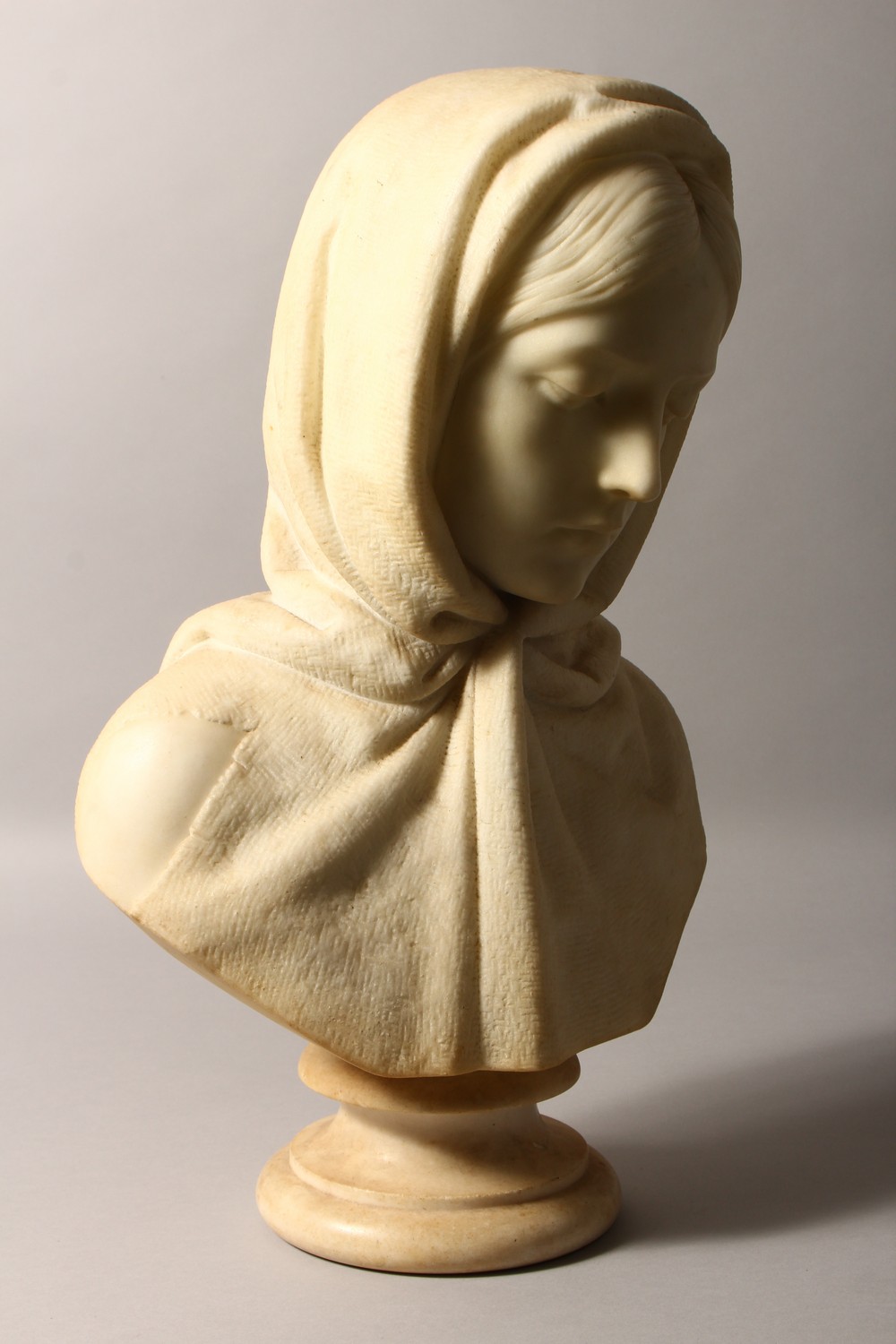 JOHN DENTON CRITTENDEN (1834-1877) A GOOD CARVED WHITE MARBLE BUST OF A YOUNG LADY, wearing a - Image 12 of 15