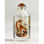 A GOOD SNUFF BOTTLE painted with tigers, 9.5cm.