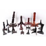 A MIXED LOT OF 15 19TH / 20TH CENTURY CHINESE CARVED AND PIERCED HARDWOOD STANDS, (15)