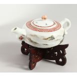 A GOOD MID 20TH CENTURY CHINESE FAMILLE ROSE PORCELAIN TEAPOT, the body of the poet with landscape