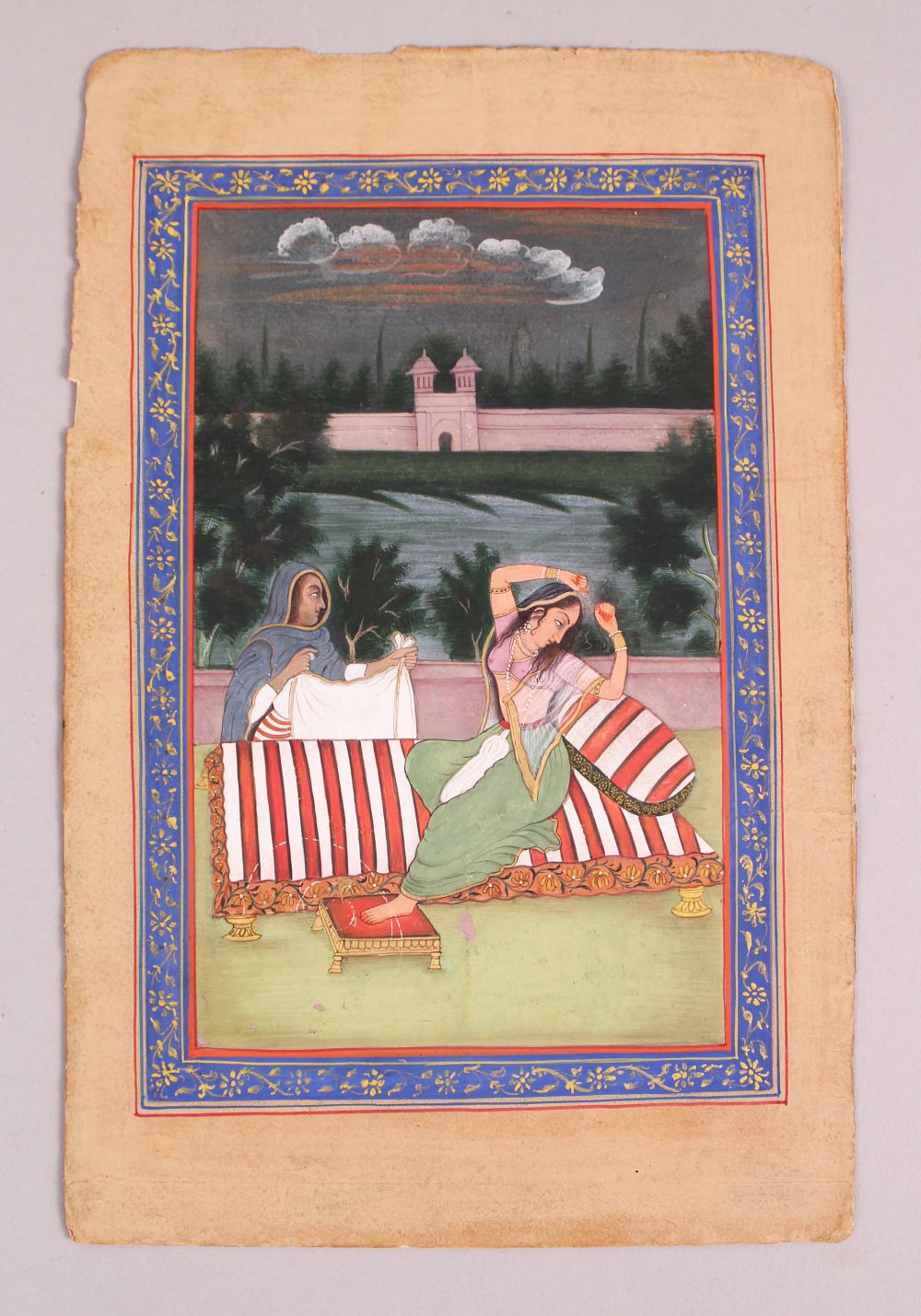 A GOOD 19TH / 20TH CENTURY INDO PERSIAN MUGHAL ART HAND PAINTED PICTURE ON PAPER, the picture