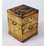 A GOOD JAPANESE MEIJI PERIOD LACQUER INK BOX, the body decorated with cranes, with four drawers
