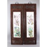 A LARGE PAIR OF CHINESE 19TH / 20TH CENTURY REPUBLIC STYLE FAMILLE ROSE PORCELAIN PANELS, both