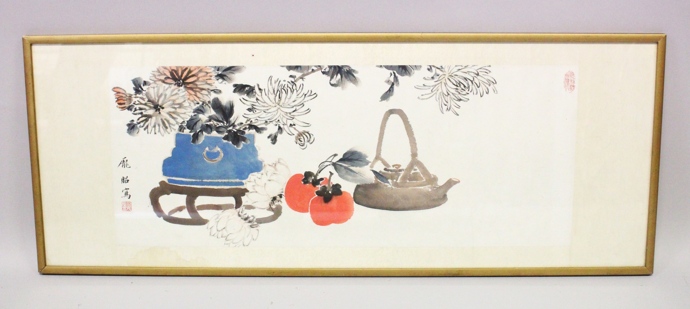 A GOOD 20TH CENTURY CHINESE PAINTING ON PAPER HANGING SCROLL BY PANG ZHAO 1915 - 1967, the