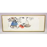 A GOOD 20TH CENTURY CHINESE PAINTING ON PAPER HANGING SCROLL BY PANG ZHAO 1915 - 1967, the