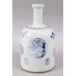 A GOOD JAPANESE EDO PERIOD ARITA BLUE & WHITE PORCELAIN SAKE BOTTLE, decorated with roundels of