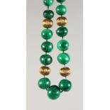 A GOOD CHINESE GREEN JADE / JADE LIKE SPHERICAL NECKLACE / BEADS 46CM,