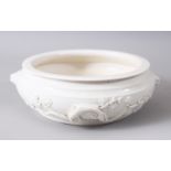 A GOOD & LARGE CHINESE BLANC DE CHINE PORCELAIN CENSER, decorated with moulded floral design and