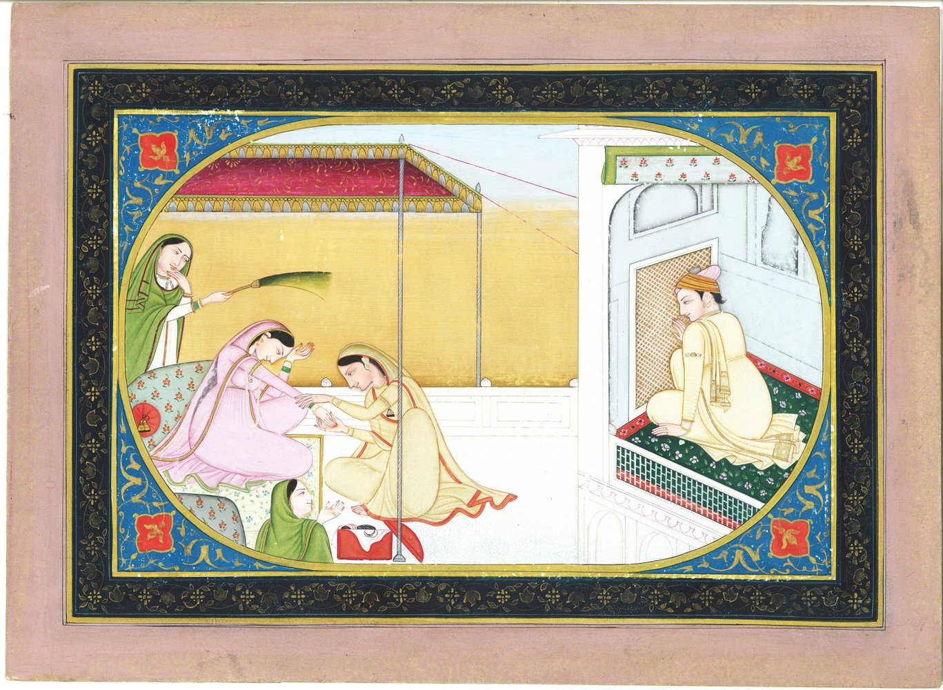 A GOOD 19TH / 20TH CENTURY INDO PERSIAN MUGHAL ART HAND PAINTED PICTURE ON PAPER, depicting the