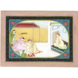 A GOOD 19TH / 20TH CENTURY INDO PERSIAN MUGHAL ART HAND PAINTED PICTURE ON PAPER, depicting the