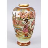 A GOOD JAPANESE MEIJI / TAISHO PERIOD SATSUMA EARTHENWARE VASE, the vase decorated with landscape