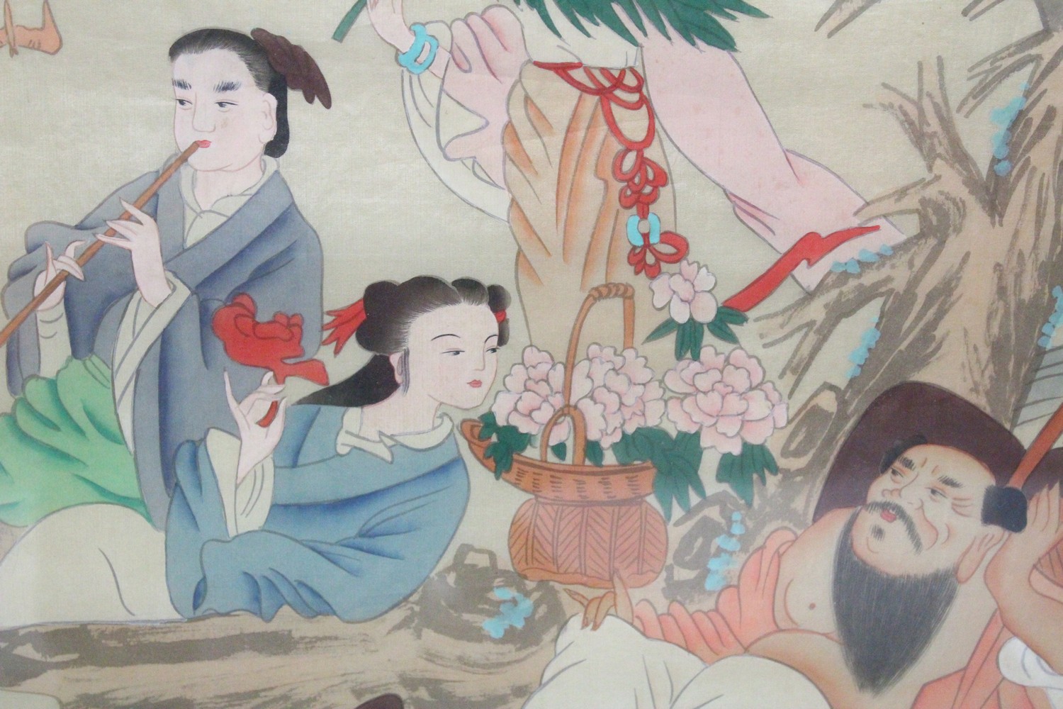 A LARGE EARLY / MID 20TH CENTURY FRAMED CHINESE PAINTING ON SILK OF THE EIGHT IMMORTALS, the frame - Image 6 of 6