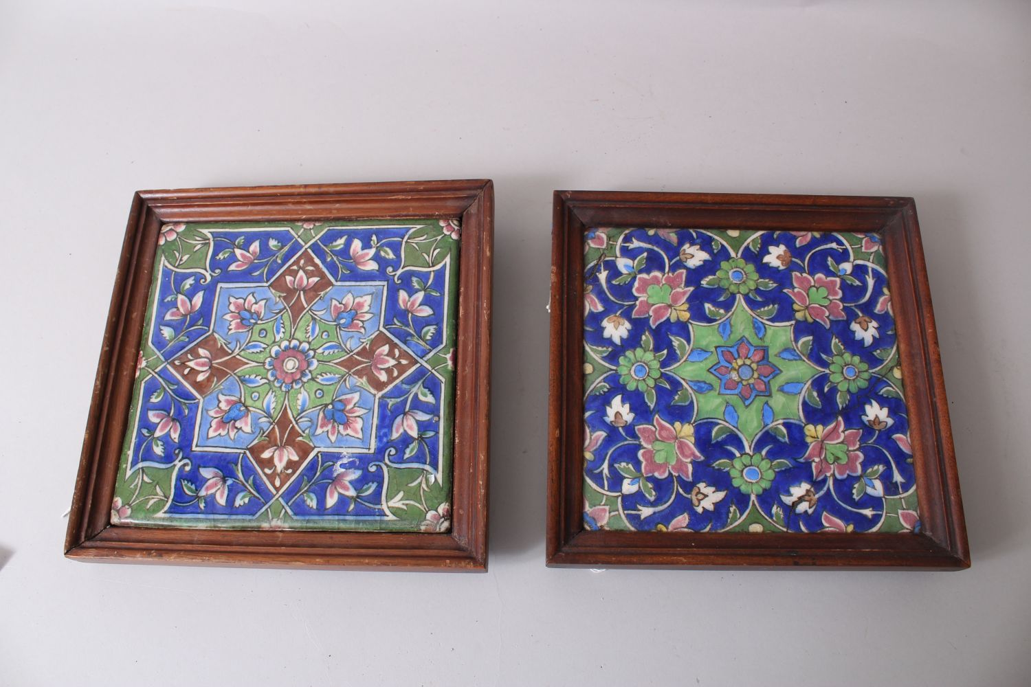 TWO PERSIAN QAJAR FRAMED POTTERY TILES. - Image 4 of 4