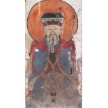 AN EARLY POSSIBLY MING PERIOD PAINTED PICTURE OF THE EMPEROR, the painting on some form of