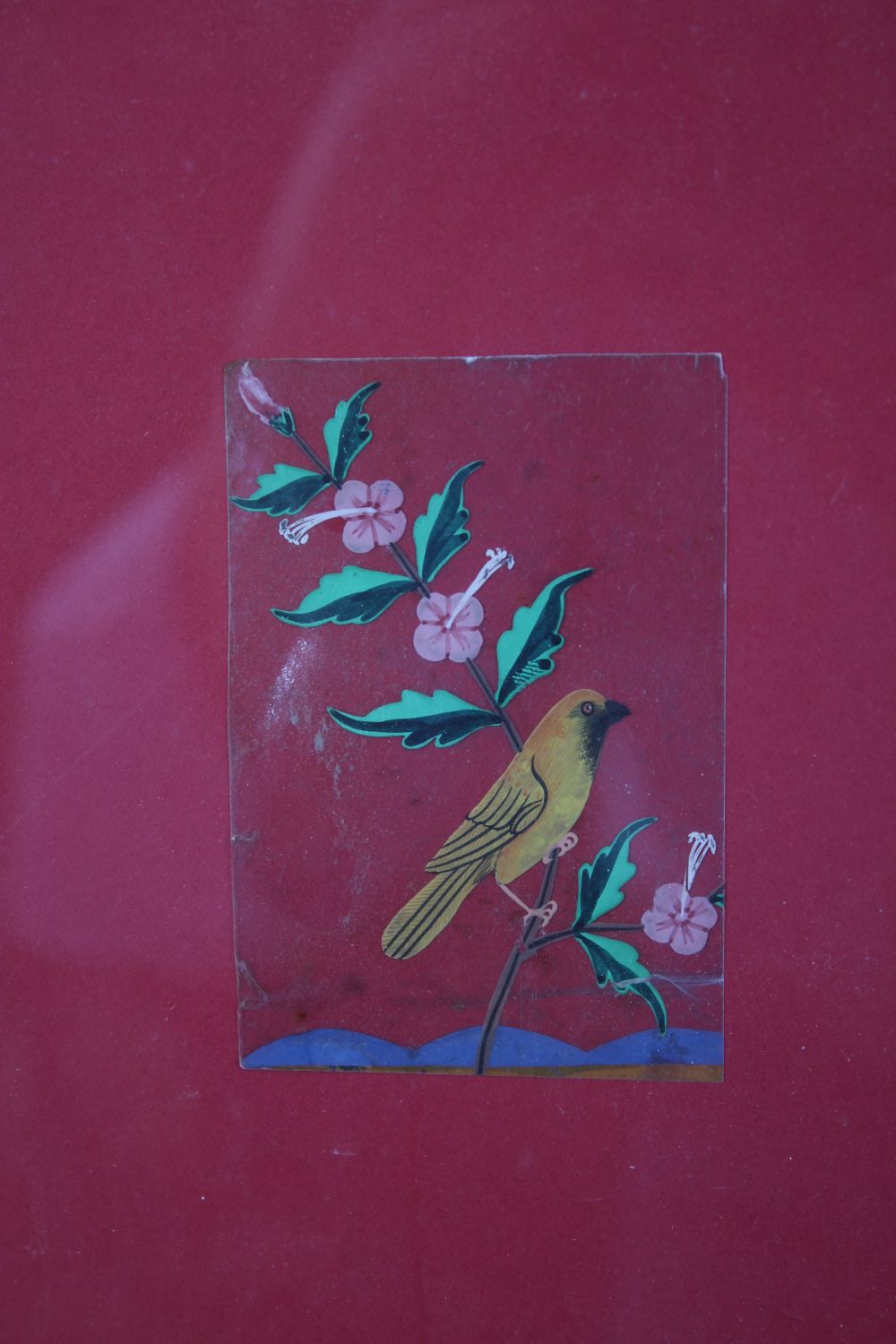 A COLLECTION OF SEVEN VARIOUS 19TH CENTURY BIRD PAINTINGS ON MICA in four frames. - Image 2 of 4