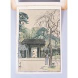 A 19TH / 20TH CENTURY JAPANESE WOODBLOCK PRINT BY HIROSHI YOSHIDA, titled the plum gateway, in its