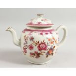 AN 18TH CENTURY QIANLONG CHINESE FAMILLE ROSE PORCELAIN TEAPOT decorated with flowers, 15cm high.