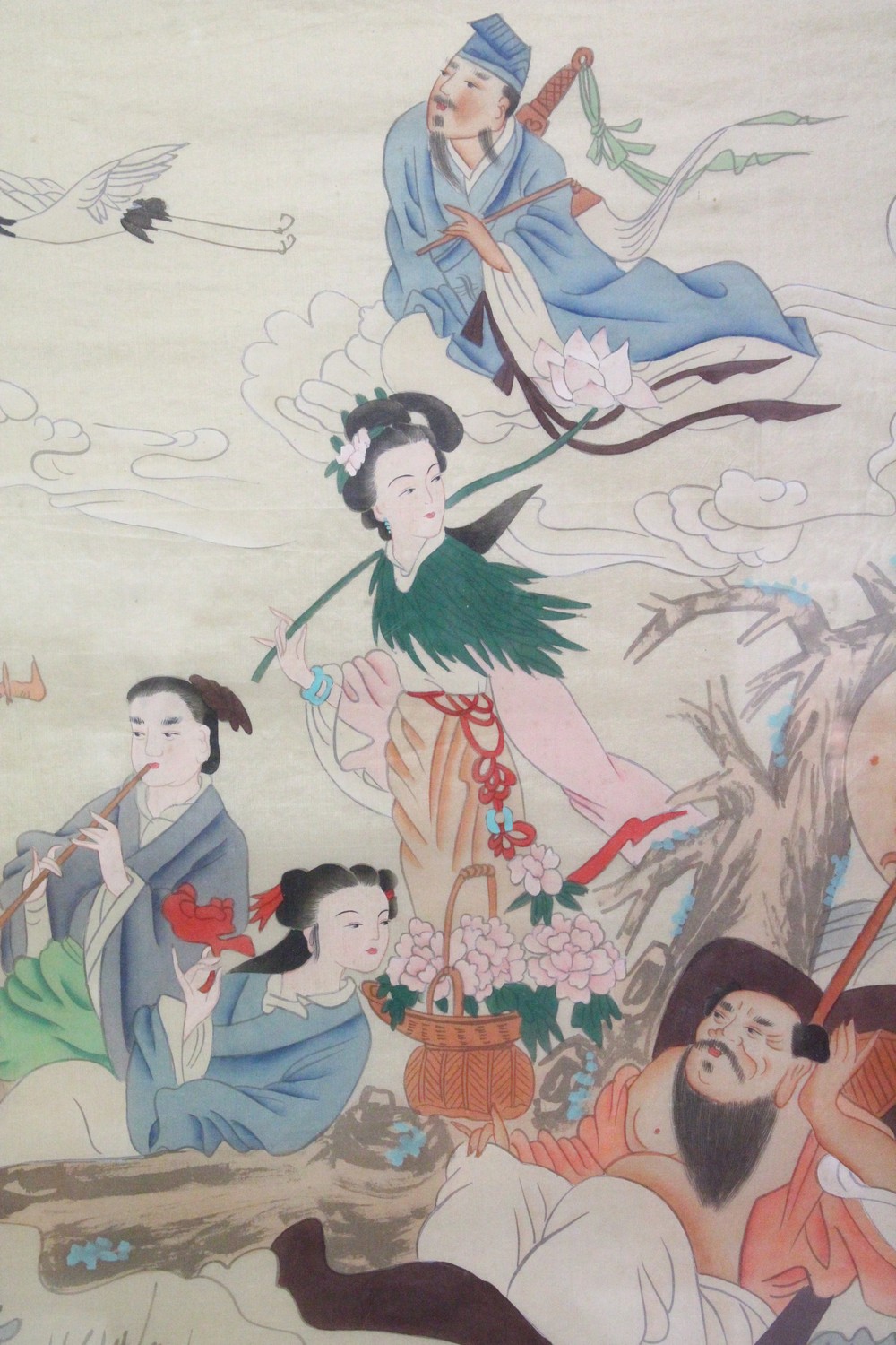 A LARGE EARLY / MID 20TH CENTURY FRAMED CHINESE PAINTING ON SILK OF THE EIGHT IMMORTALS, the frame - Image 3 of 6