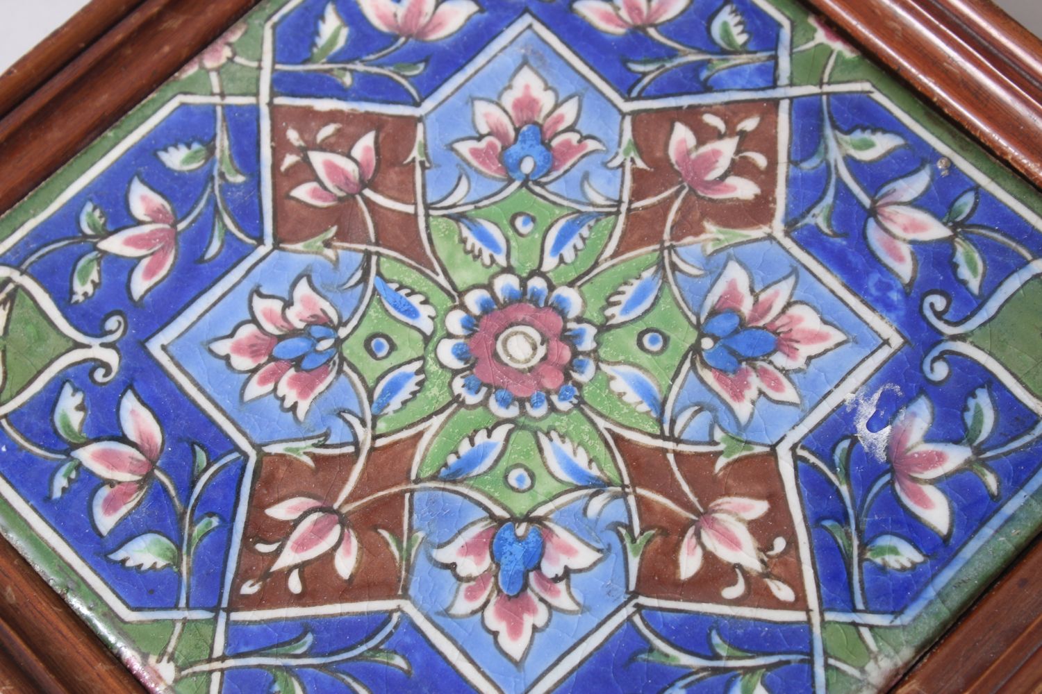 TWO PERSIAN QAJAR FRAMED POTTERY TILES. - Image 2 of 4