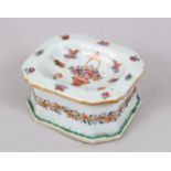 A CHINESE 18TH CENTURY FAMILLE ROSE PORCELAIN SALT COLLER / DISH, decorated with scenes of floral