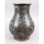 A GOOD EARLY? CHINESE CLOISONNE VASE, the body with formal floral decoration, possibly Ming dynasty,