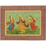 A GOOD 19TH / 20TH CENTURY INDO PERSIAN MUGHAL ART HAND PAINTED PICTURE ON PAPER, depicting a