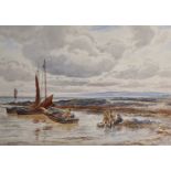 Alexander Ballingall (c.1850-191/11) British. "Largo Bay", with Figures unloading the Catch,