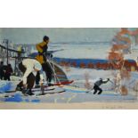 Mikhail Grigorievitch Roiter (1916-1993) Russian. Figures Skiing, Gouache, Signed and Dated '91 in