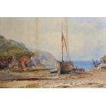 H... E... Storey (19th Century) British. A Beach Scene, with a Horse and Cart unloading the Catch,