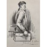 John Cosmo Clark (1897-c.1967) British. "The Postman- July 1956", Pencil, Signed with Initials,