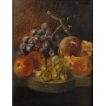 Circle of William Henry Hunt (1790-1864) British. Still Life with Fruit, on a Marble Ledge, Oil on