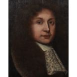18th Century English School. Bust Portrait of a Man, with a White Stock, Oil on Canvas, Unframed,