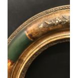 19th Century English School. A Gilt and Green Painted Composition Frame, Oval, 10.5" x 8.5".