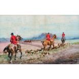 Thomas Ivester Lloyd (1873-1942) British. A Hunting Scene, with Riders and Dogs, Watercolour,