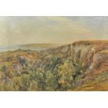 Evelyn Cheston (1875-1929) British. "The Landslip", a Coastal Scene, Oil on Canvas, Signed, and