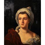 19th Century Continental School. Portrait of a Woman in a White Headscarf, Oil on Canvas,