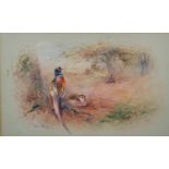 James Stinton (1870-1961) British. Pheasants in a Landscape, Watercolour, Signed, 5.75" x 9".