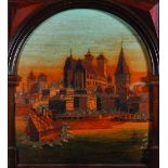 19th Century Dutch School. A Continental Town Scene, Oil and Marquetry on Panel, Signed with