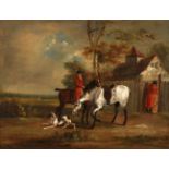 Circle of Francis Sartorius (1734-1804) British. A Hunting Scene, with Two Men with Horses and Dogs,